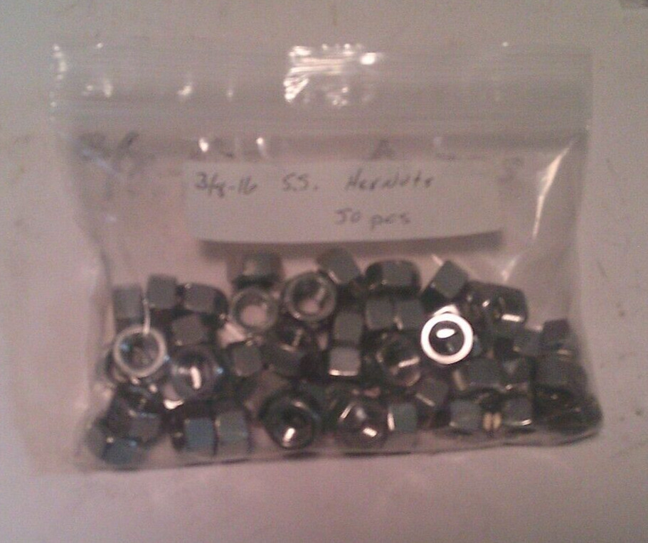 3/8"-16 A4-80 Stainless Steel Hex Nuts, 50pc