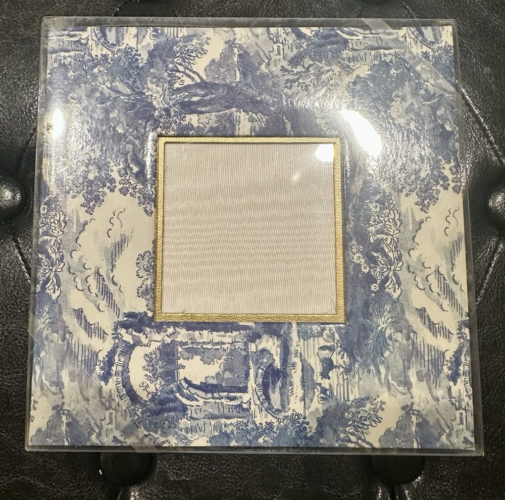 Caspari Blue Spode Italian Square Photo Frame