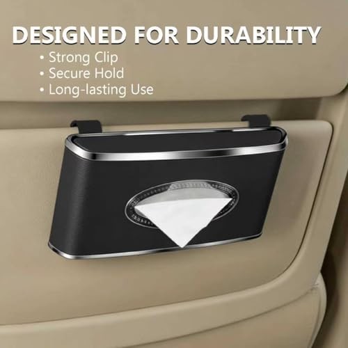 Leather Car Tissue Box for Car Interior, Multi-Function Tissue Black Hanging