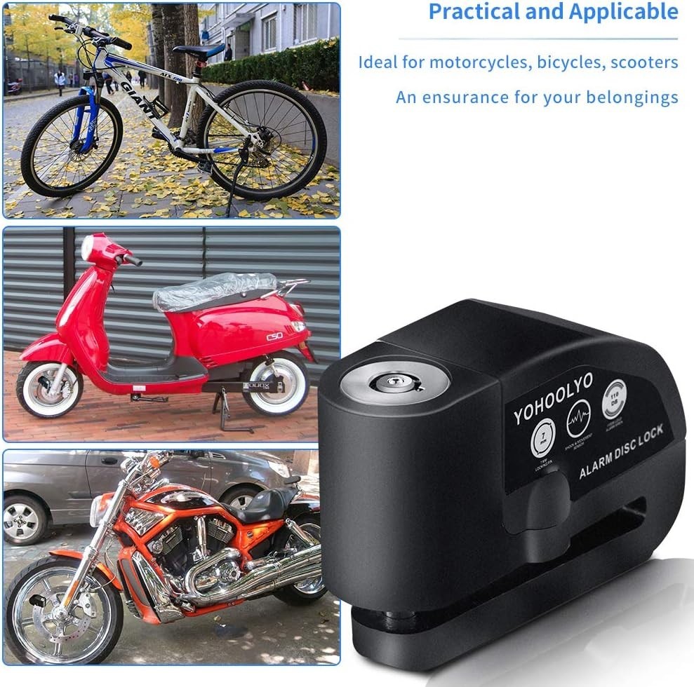 Versatile Motorcycle and Bicycle Lock with Motion Sensor & Rust-Resistant Finish
