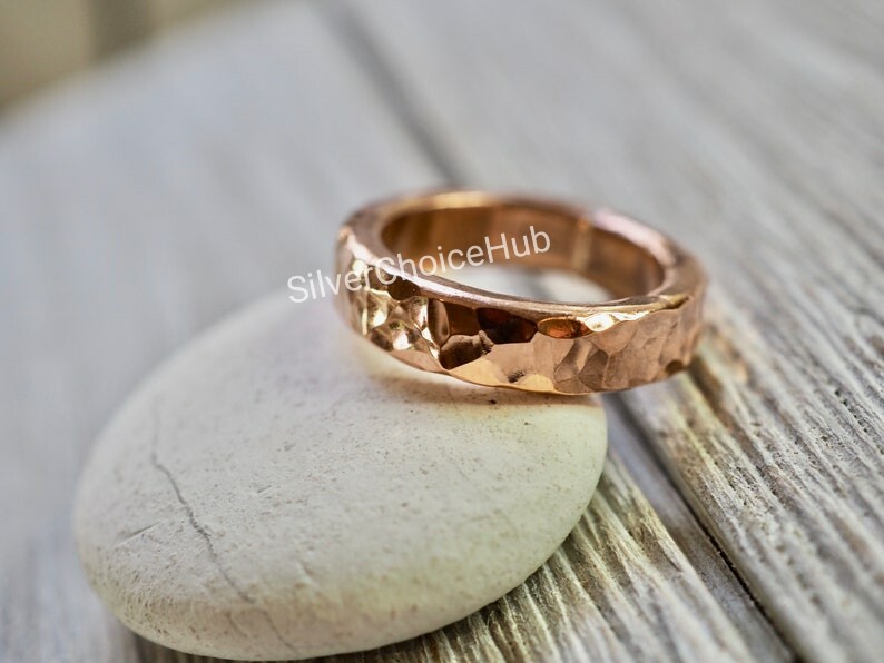 Pure Copper Ring Hammered Copper Band Ring Hammered Solid Copper Men's Ring B95