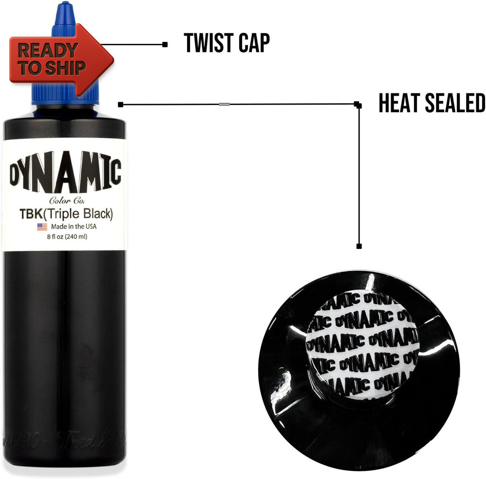 Dynamic Triple Black Tattoo Ink Bottle 8Oz