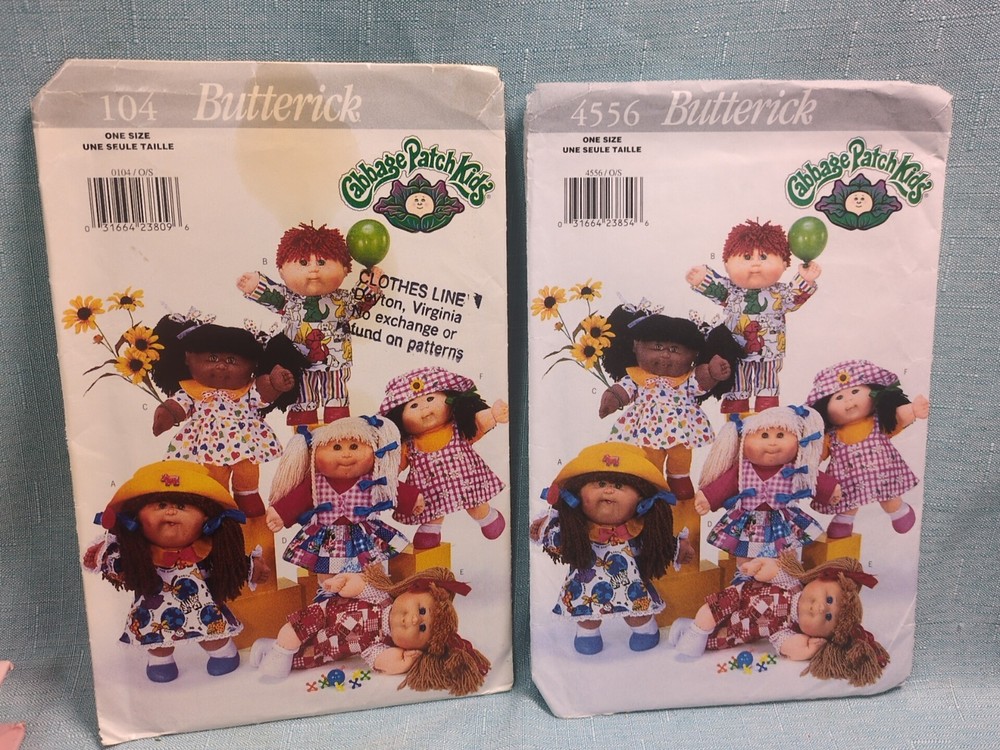 Vintage RARE Butterick #104, 4556 Doll Cabbage Patch Clothes -1996 Pattern