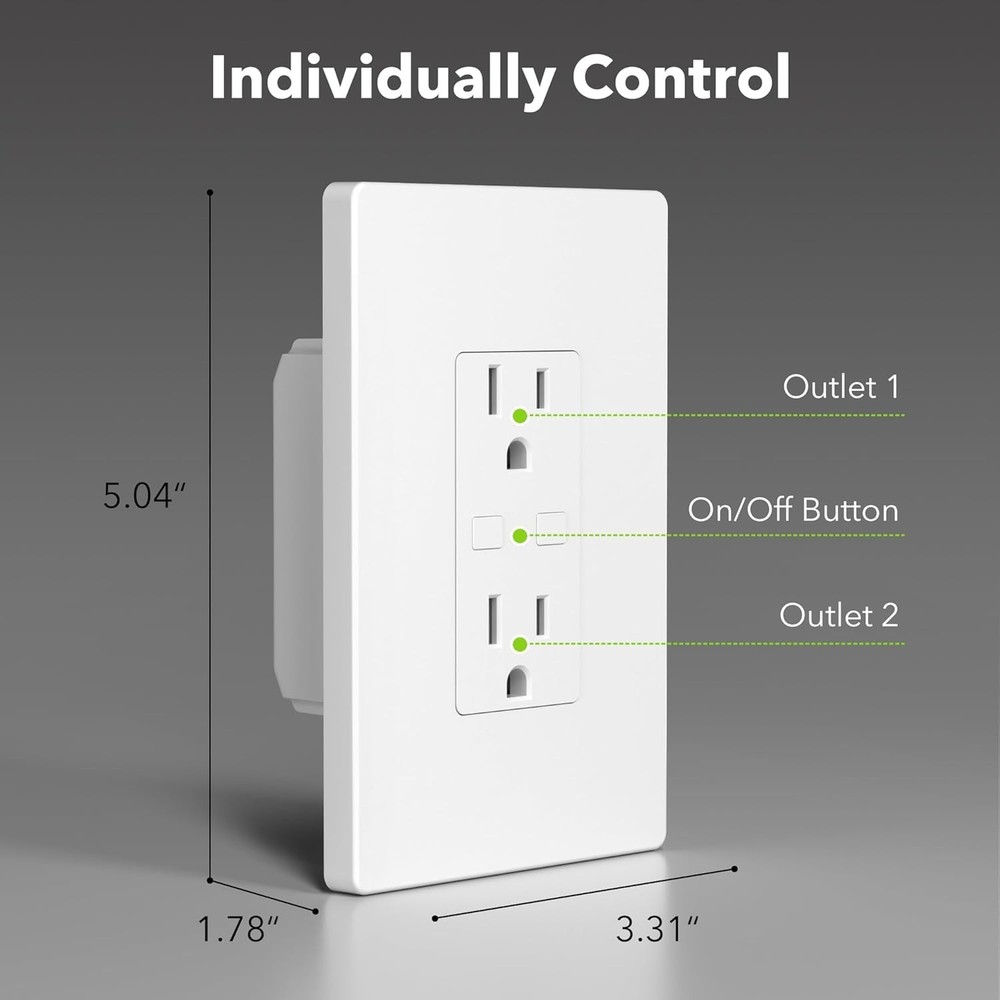 Voice-Controlled Smart Outlet Switch with Timer – Compatible with Alexa & Google