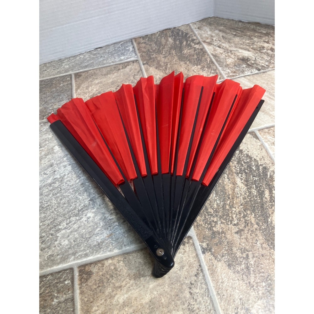 Red Black Folding Fan Dance Prop Performance Stage Accessory