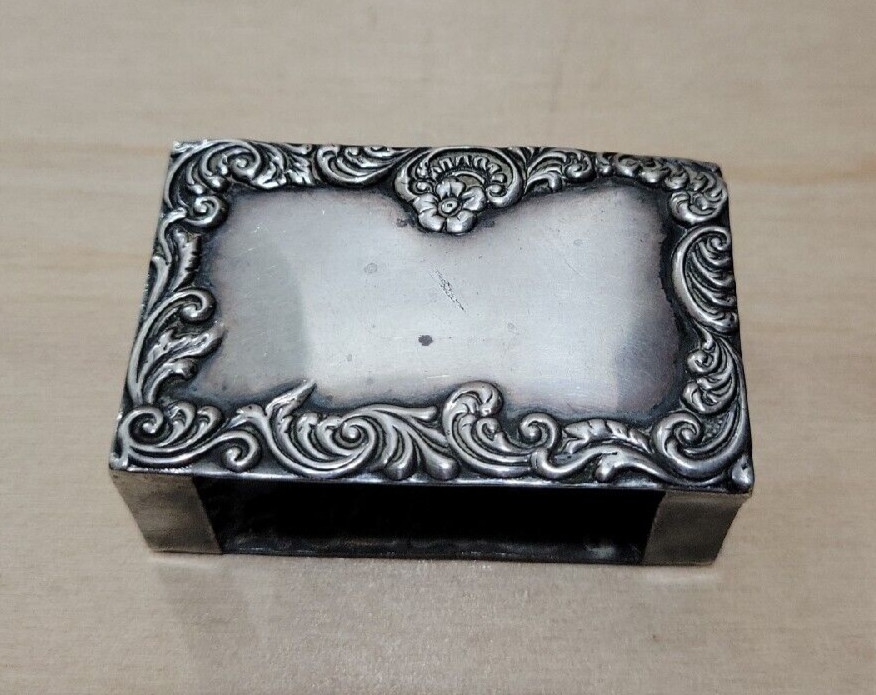 Vintage Sterling Silver Match Box Holder, See Hallmark