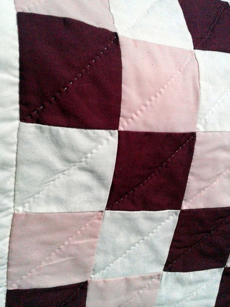 Vintage Patch Work Quilt Wall Hanging Burgundy Pink