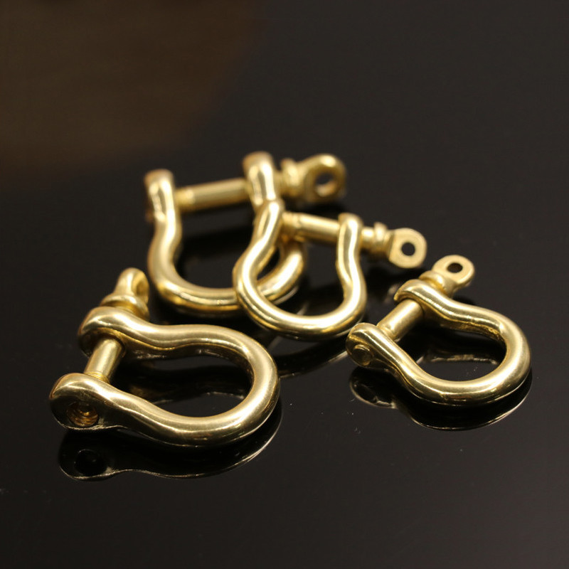 5Pieces Solid Brass D-Bow Shackle Screw Pin Attach Keychain Hook Leather Craft