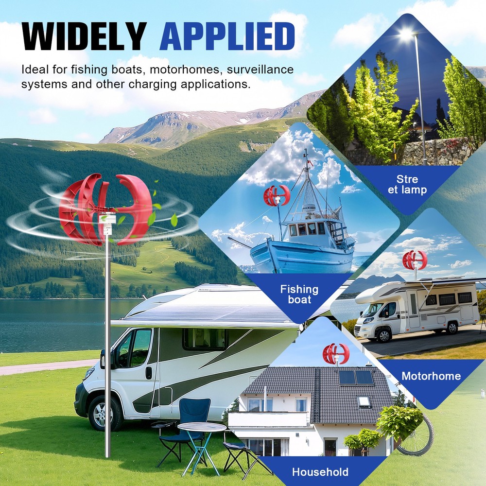 1200W 12V Vertical Axis Wind Power Turbine Generator Controller Home Windmill