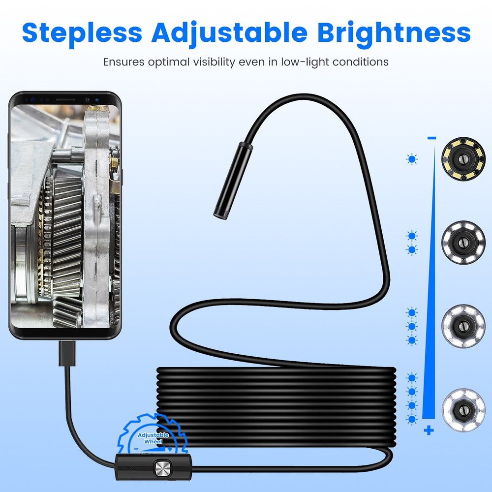Adjustable Endoscope Camera with Light Borescope HD Inspection Camera Waterproof