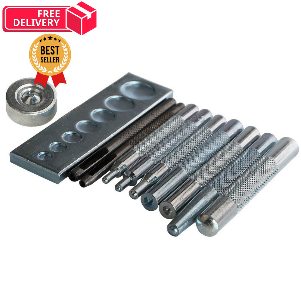 Craft Tool Die Punch Snap Kit Rivet Setter with Base for Hole Silver