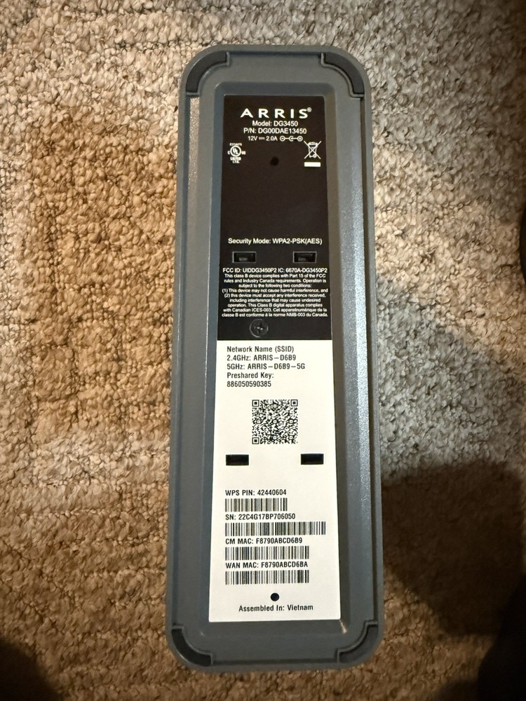 Arris DG3450 Modem/Router