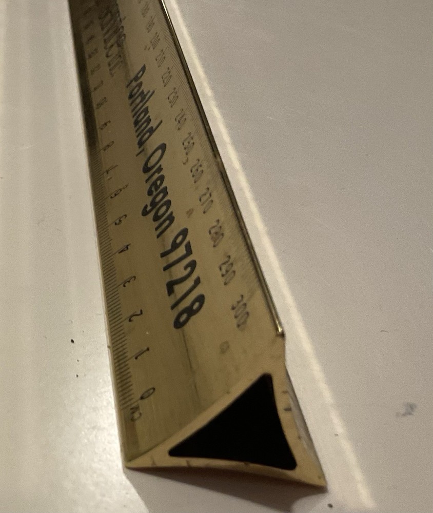 Vintage Triangular Architect Drafting Scales 3 Sided Ruler Metal Brass NOS