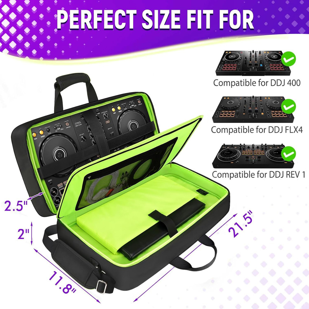 DJ Controller Case for DDJ-FLX4/ DJ 400/ DDJ-REV1, Padded DJ Controller Bag with
