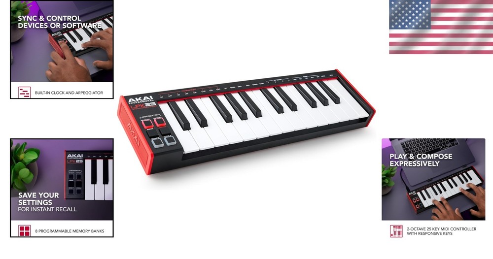 - USB MIDI Keyboard Controller with 25 Responsive