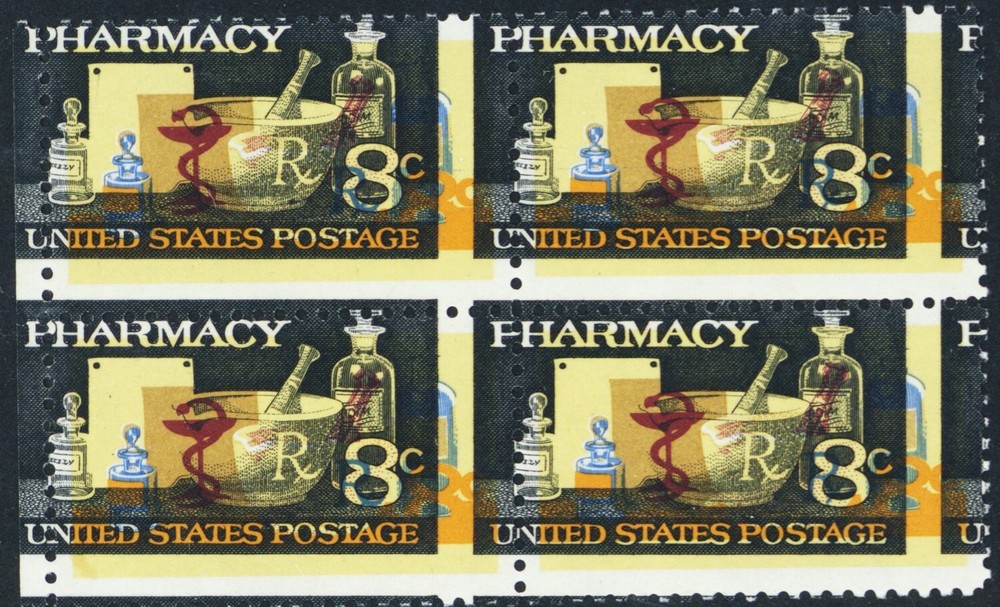 1473, Mint NH 8¢ - HUGE Color & Misperf Shift Error Block * Stuart Katz