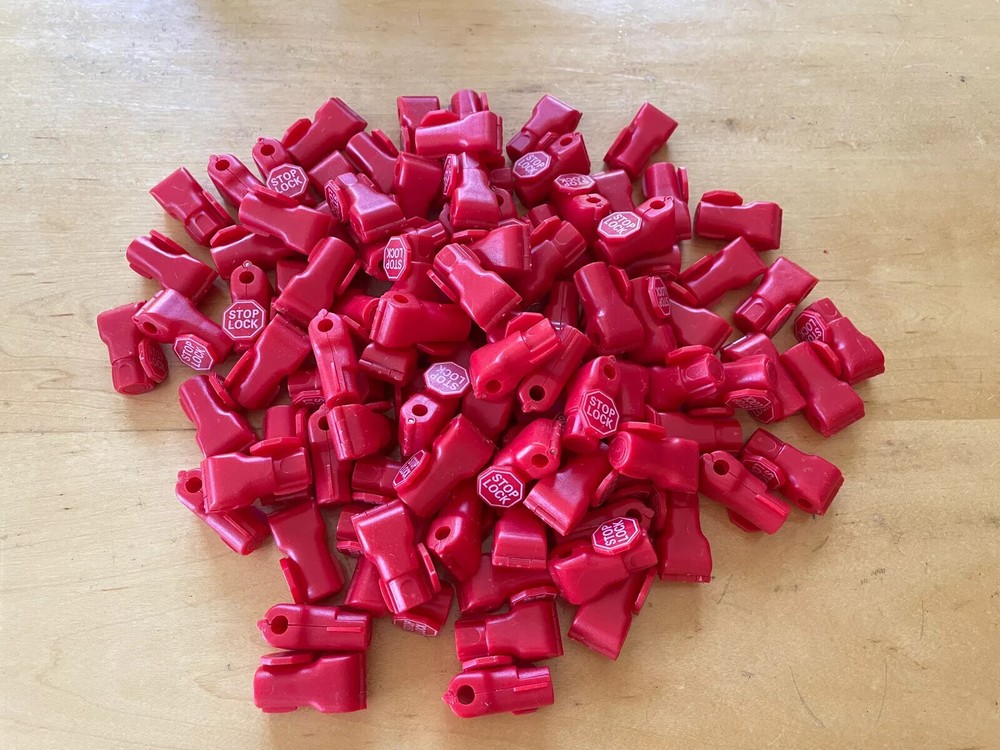 Peg Hook Locks Stop Lock 47Pcs Plastic Red Stop Locks Retail Peg Hook Security