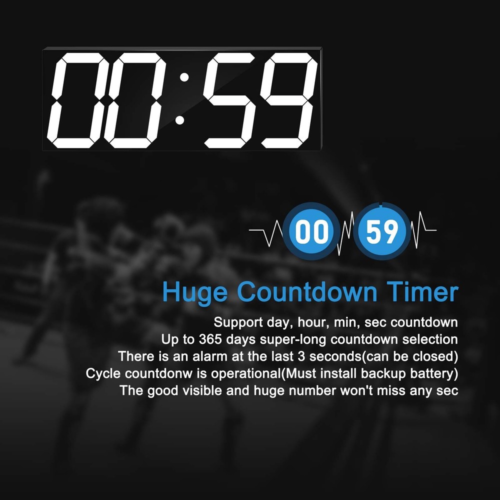 Digital LED Wall Clock, Oversize Wall Clock with 6” Numbers, Remote Control C...