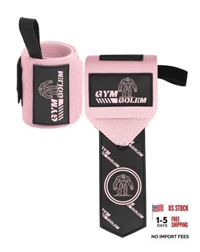 Wrist Wraps - 18-Inch Premium Support Wraps with Thumb Loop for Pink