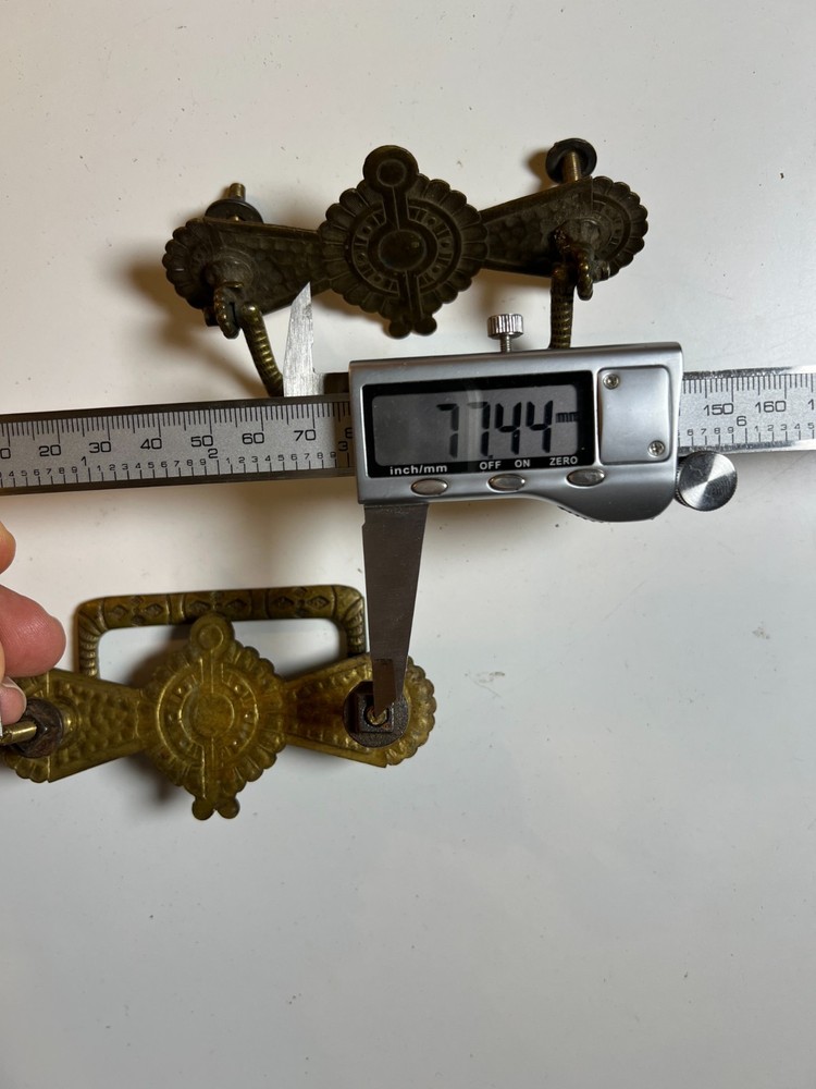 Pair Ornate Antique Eastlake Brass Drawer Pulls Pull Handle Handles Victorian