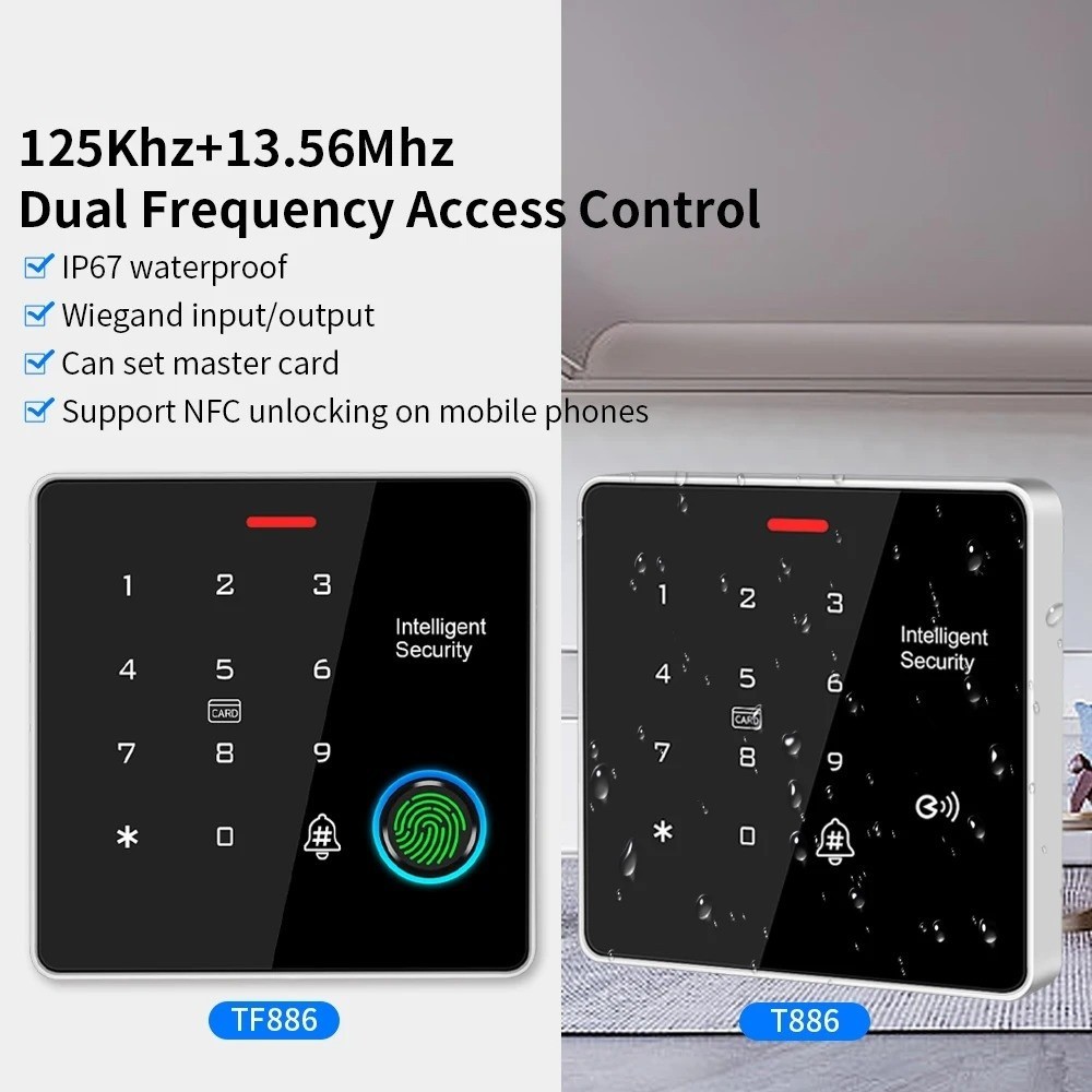 Fingerprint Keypad Standalone Card Reader 12V Access Control TF886 Backlight