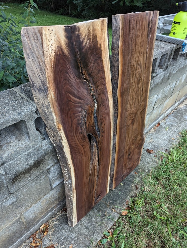 Black Walnut Slabs (Live Edge) River Table Set (Epoxy set) NICE !!!