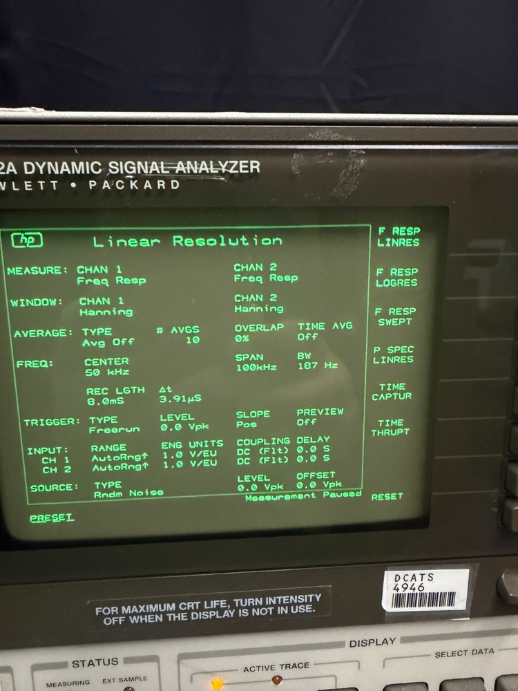 HP 3562A Dynamic Signal Analyzer Powers On Loud Fan See Notes