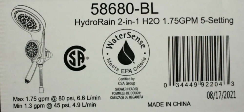 Delta 58680-BL HydroRain H2Okinetic 1.75 GPM Multi Function - Matte Black