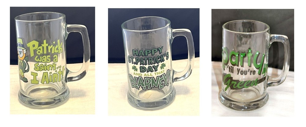 Vintage Beer Mugs - Irish St. Patrick's Day Theme - 3 Variations - NEW