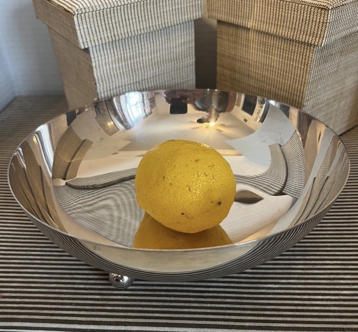 Crescent Silverplated Footed Fruit Bowl - Modern Style - Gorgeous