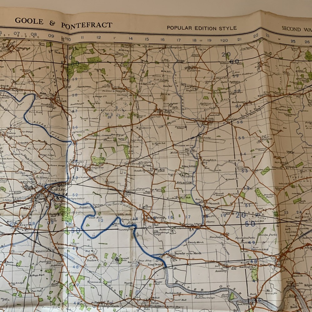 WW2 British Army War Office 1941 Dated Goole & Pontefract Map