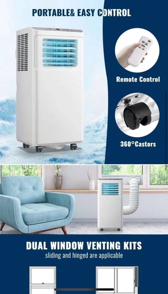 WANAI 8000 BTU Portable Air Conditioner for 250 Sq Ft with Remote