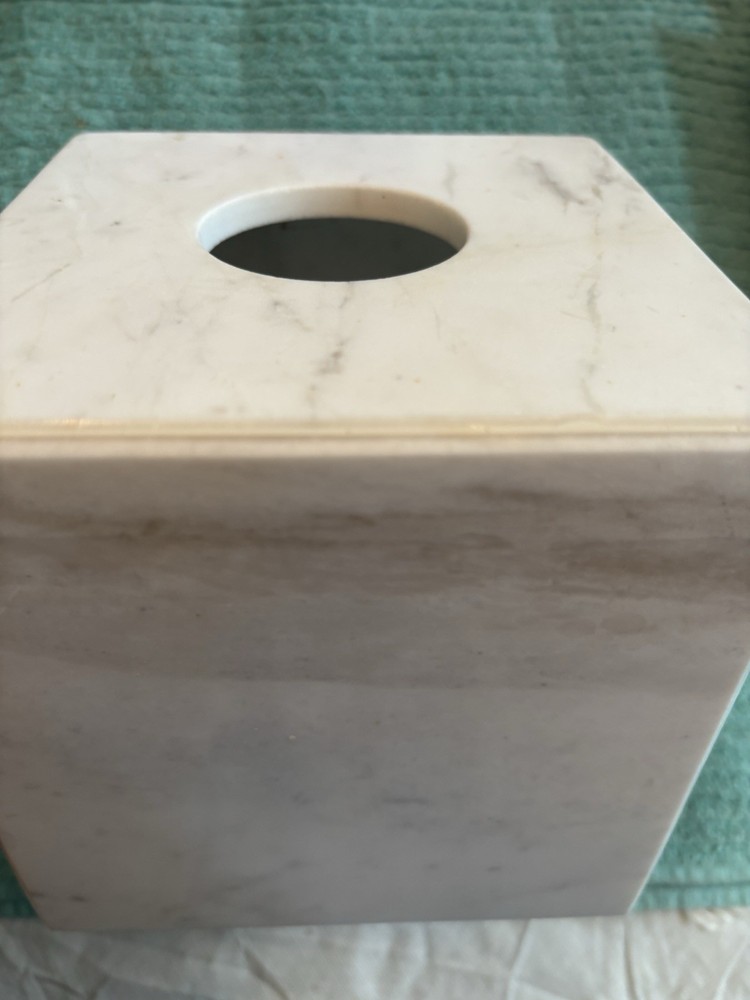 WATERWORKS STUDIO WHITE MARBLE TISSUE COVER BOX