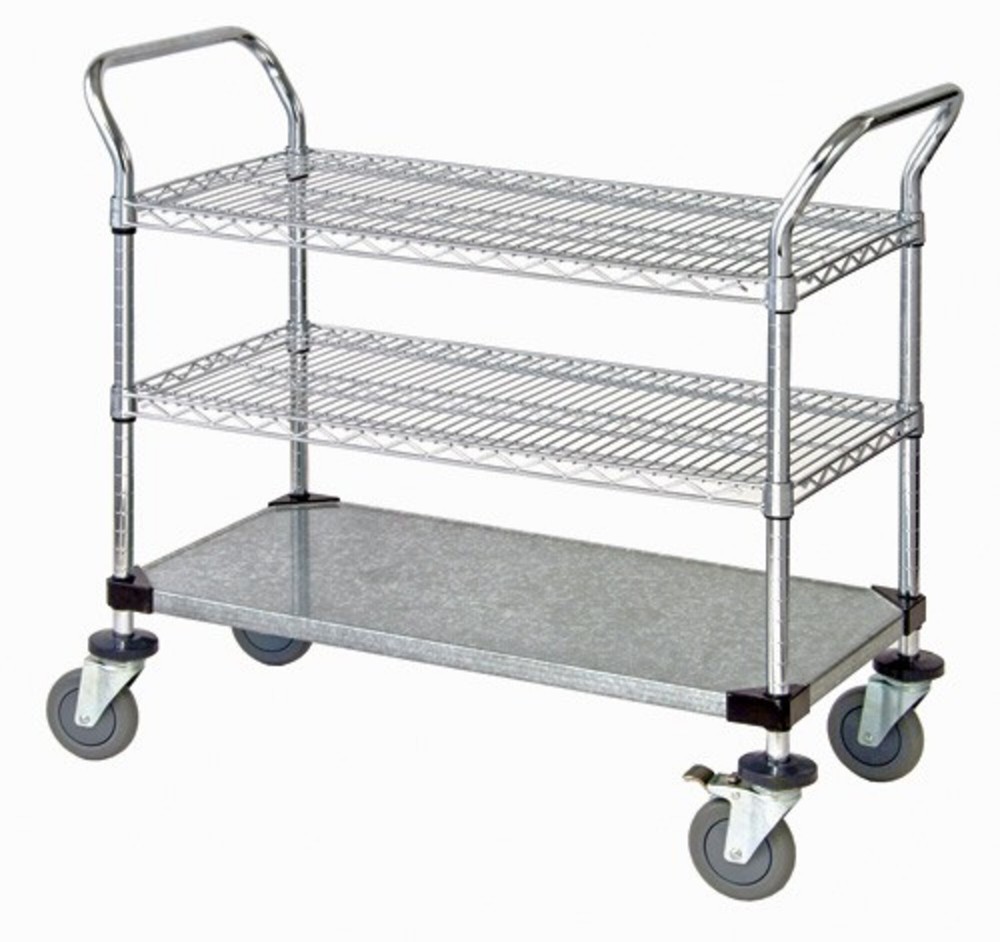 Quantum Storage Systems - WRC-1836-3CG - Utility Cart 2 Wire, 1 Solid Shelf