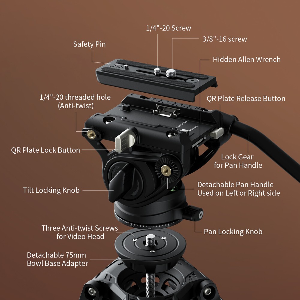 SmallRig 75" AD-80S Camera Video Tripod Load up to 17lbs for Camera 5111