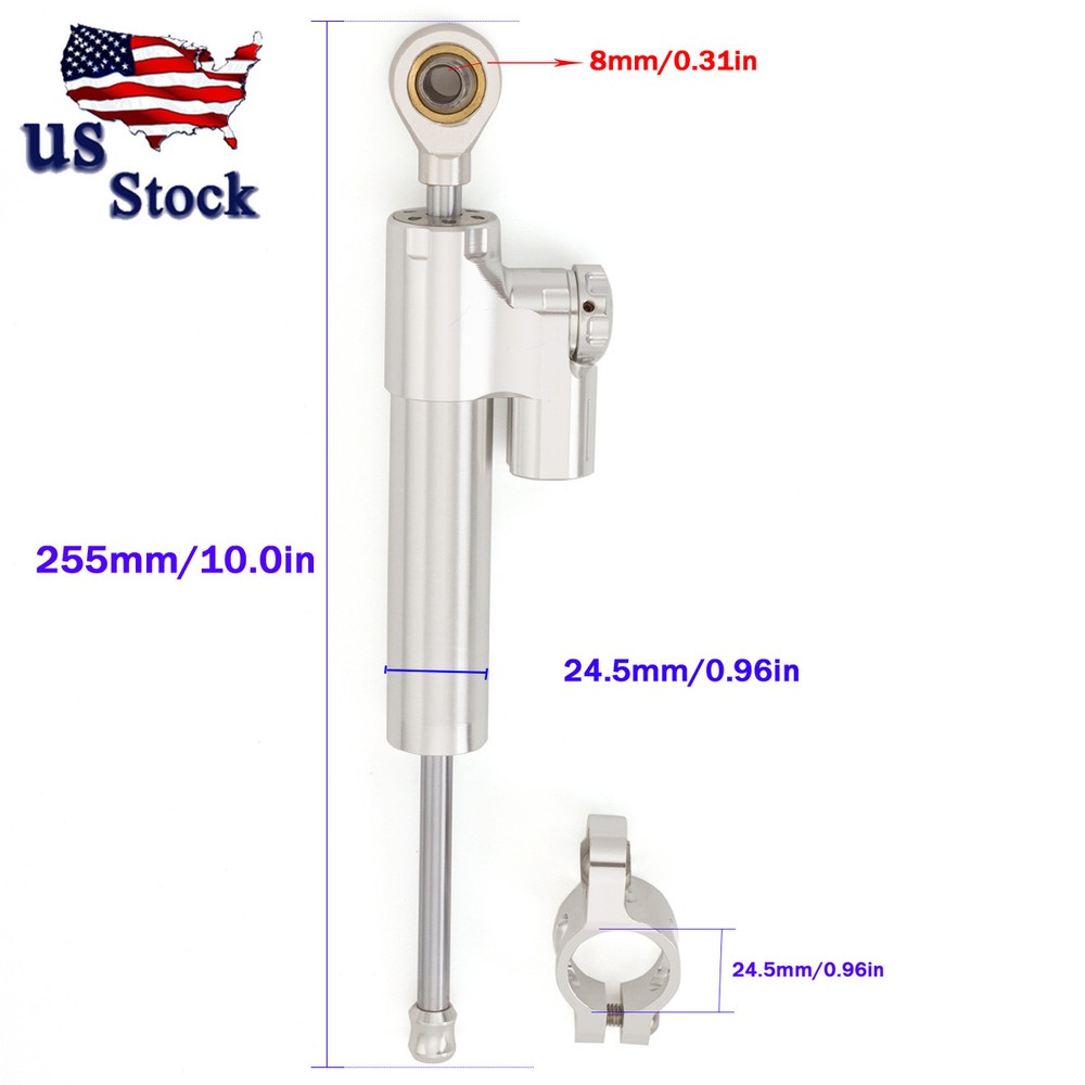 Universal Silver Aluminum Adjustable Steering Damper Stabilizer Motorcycle Part