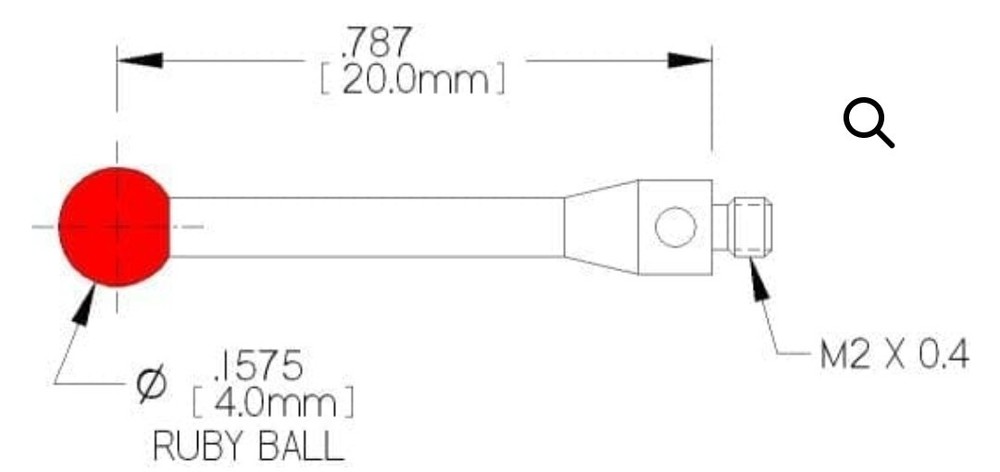 Carbide Probe 266-4R 4mm CMM Ruby Ball Probe Tip