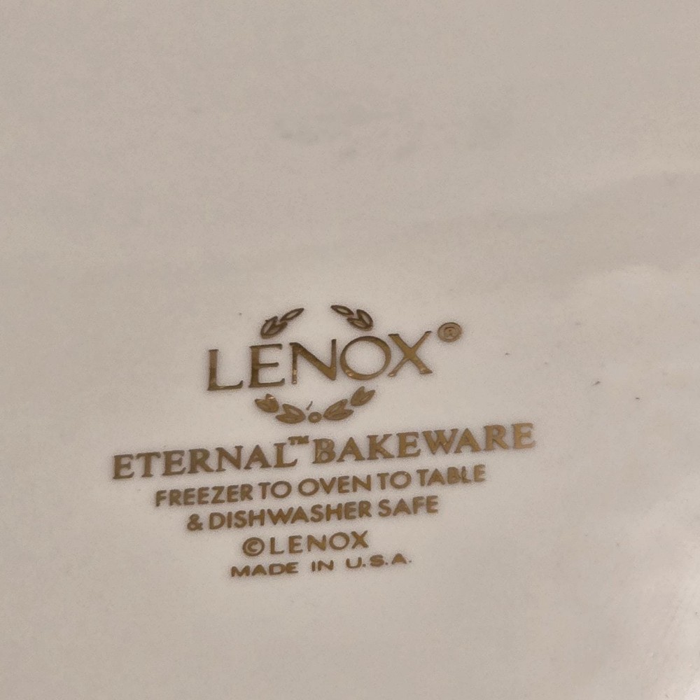 LENOX Eternal Bakeware Ivory Gold Trim Rectangular Bake Roasting Dish