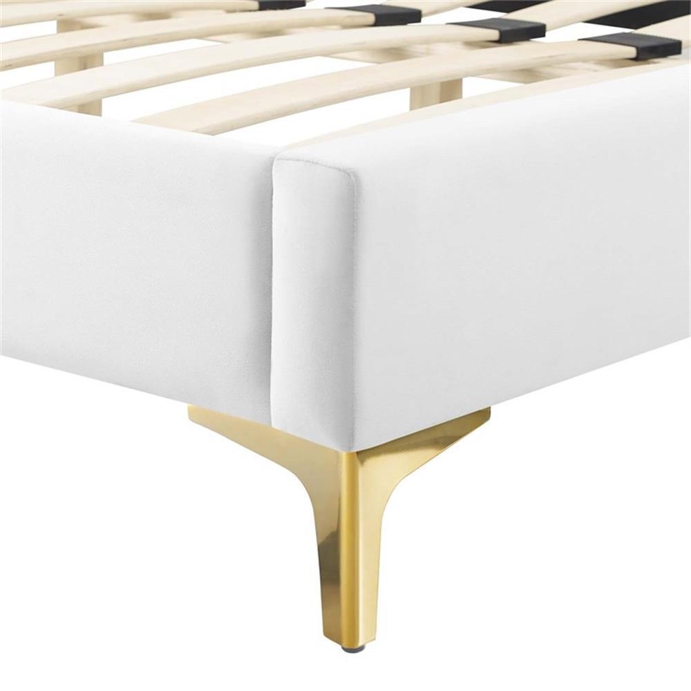 Modway Gwyneth Performance Velvet Full Platform Bed in White