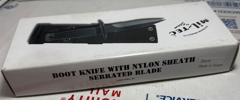 STURM MILTEC COMBAT KNIFE / MULTI-PURPOSE SERRATED BOOT KNIFE W/ SHEATH (