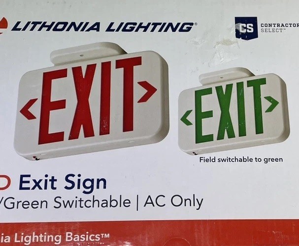 LED EXIT SIGN Lithonia Lighting ECRG Series Red or Green Emergency Exit Light