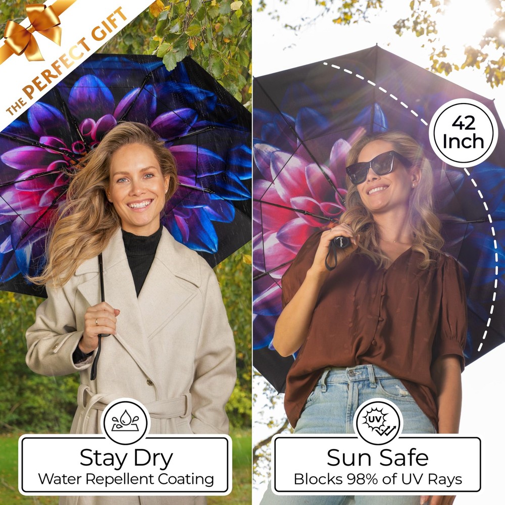 Windproof Travel Umbrella Compact Superior Beautiful Small Wind Tested Light