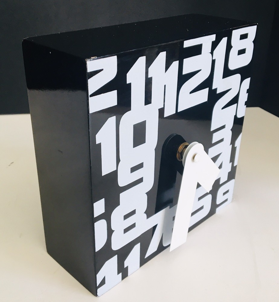Black & White Modern Bold Number Square Table Clock Quartz 6.25" x 6.25"