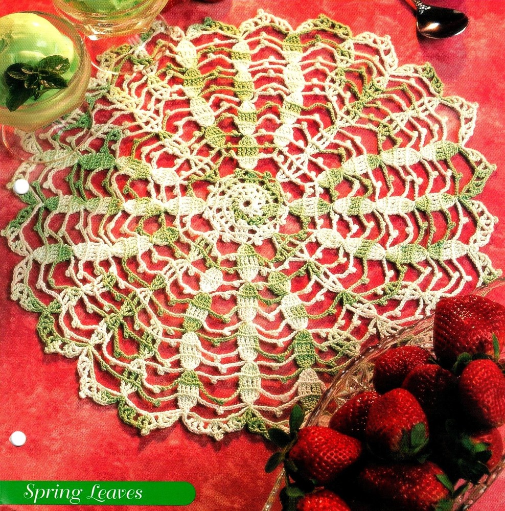HOWB/Spring Leaves Doily/CROCHET PATTERN INSTRUCTIONS ONLY
