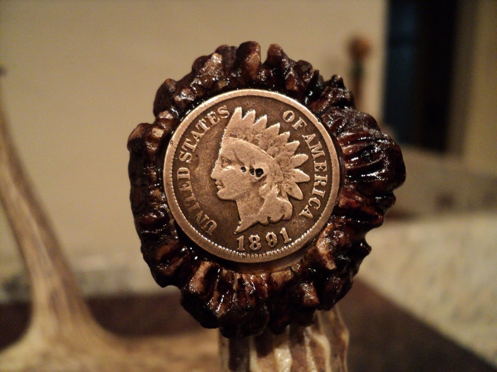Indian Head Penny Wild Rag Slide Antler
