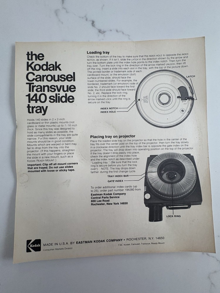 4 Kodak Carousel Transvue 140 Slide Trays