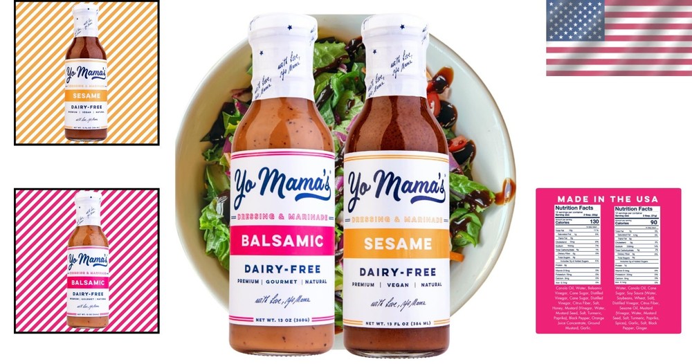 Crafted Honey Balsamic & Asian Sesame Dressing Duo - Low Sodium, Friendly