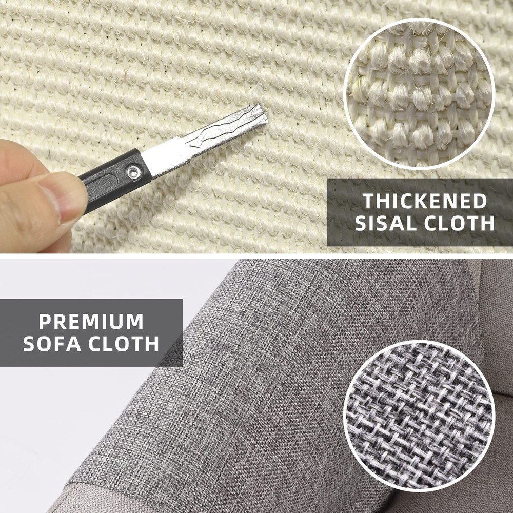 Cat Scratch Couch Protector with Natural Sisal 19.7W*23.6W Light Grey/Left