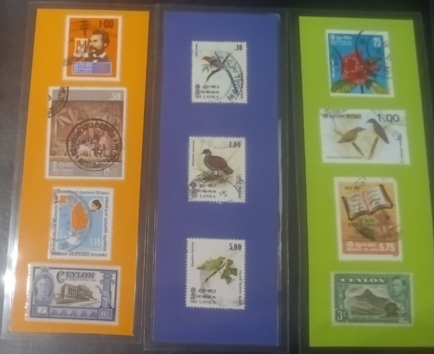 3 BOOKMARKS ~ SRI LANKA / CEYLON Laminated POSTAGE STAMPS!