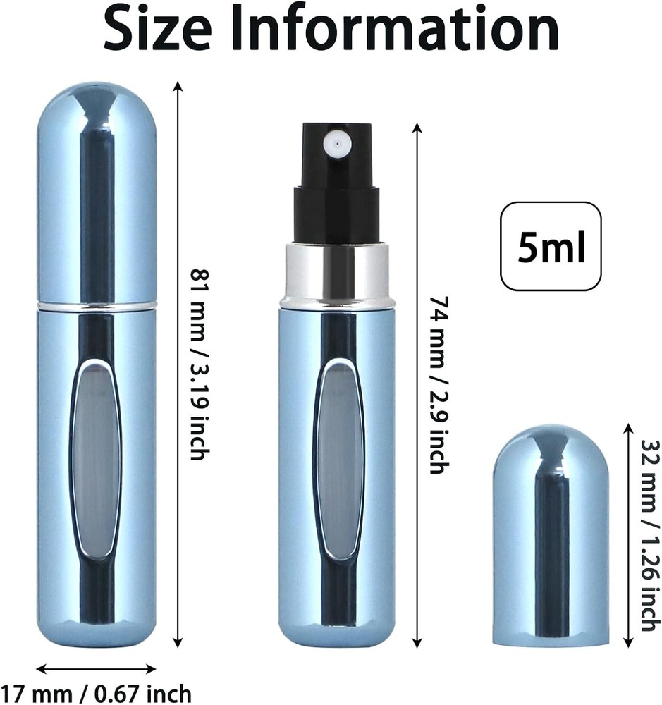 10Pcs Perfume Atomizer Bottles,5ml Refillable Mini Spray Set for Travel,Outgoing